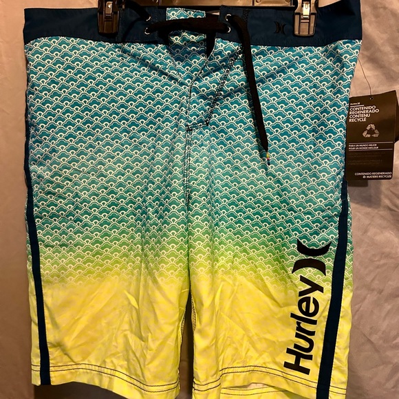 Hurley Teal and Yellow Board Shorts - Picture 1 of 2